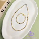ست گردنبند و پابند دو رنگ نقره ای و طلایی